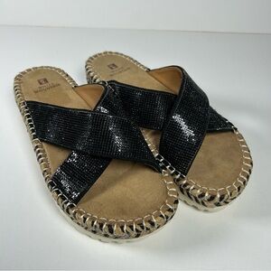 White Mountain Shoes"KIMBERLY" Women's Size 9M Sandal/wedge Black Rhinestone